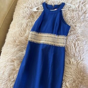 Lilly Pulitzer royal blue dress with gold waist